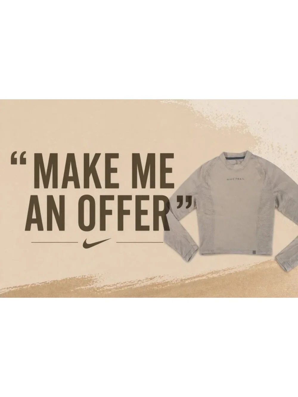 Nike Shirt Medium Beige Trail Dri-Fit Cropped Long Sleeve Running Gorpcore Top